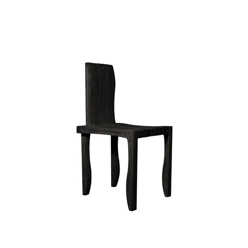 A chair fabricated from recycled paper and plastic composite by Shigeru Ban at the Cooper-Hewitt.